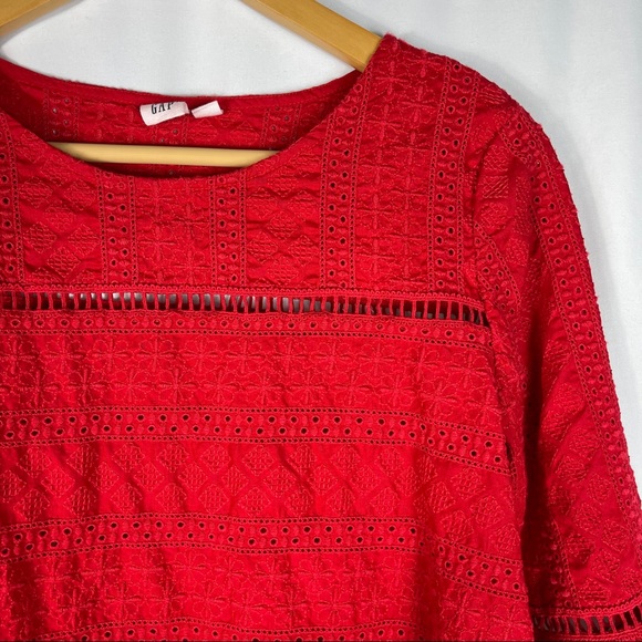 Gap Red Eyelet Bell sleeve top - Picture 7 of 8